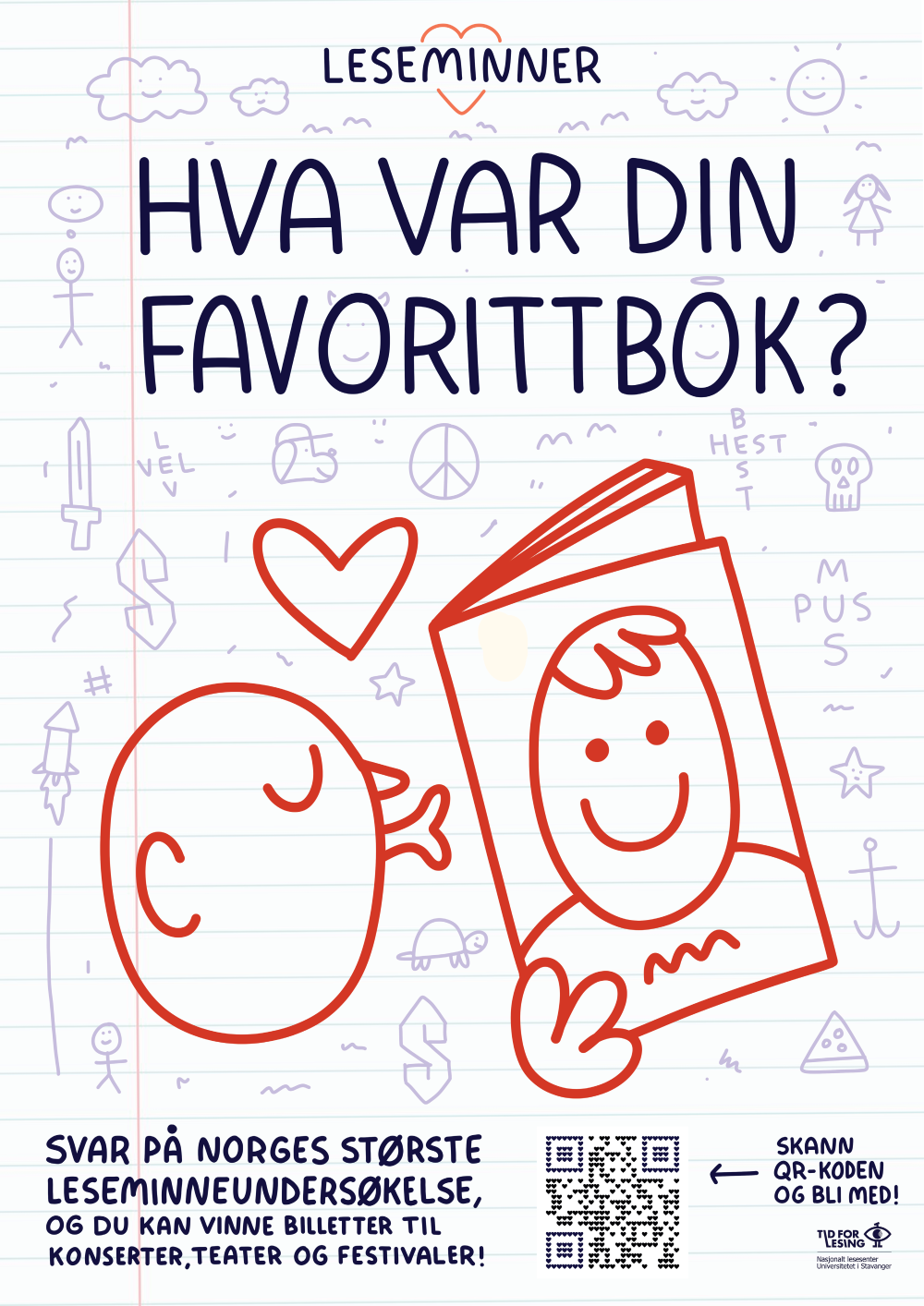 Leseminner plakat med teksten Hva var din favorittbok