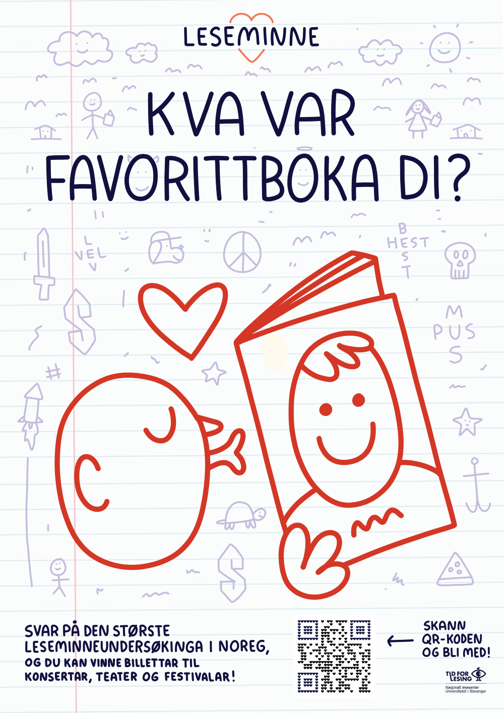 Leseminner plakat med teksten Kva var favorittboka di?