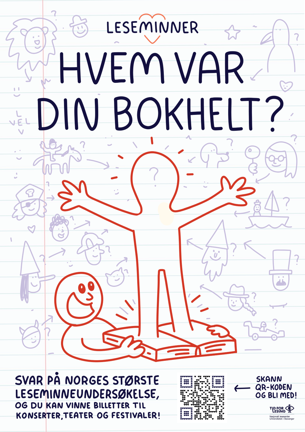 Leseminner plakat med teksten Hvem var din bokhelt?