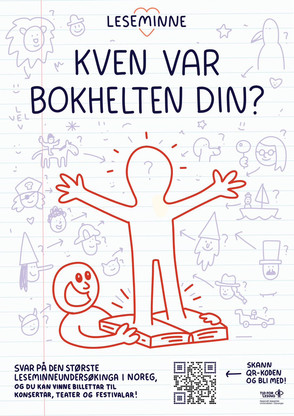 Leseminner plakat med teksten Kven var bokhelten din?