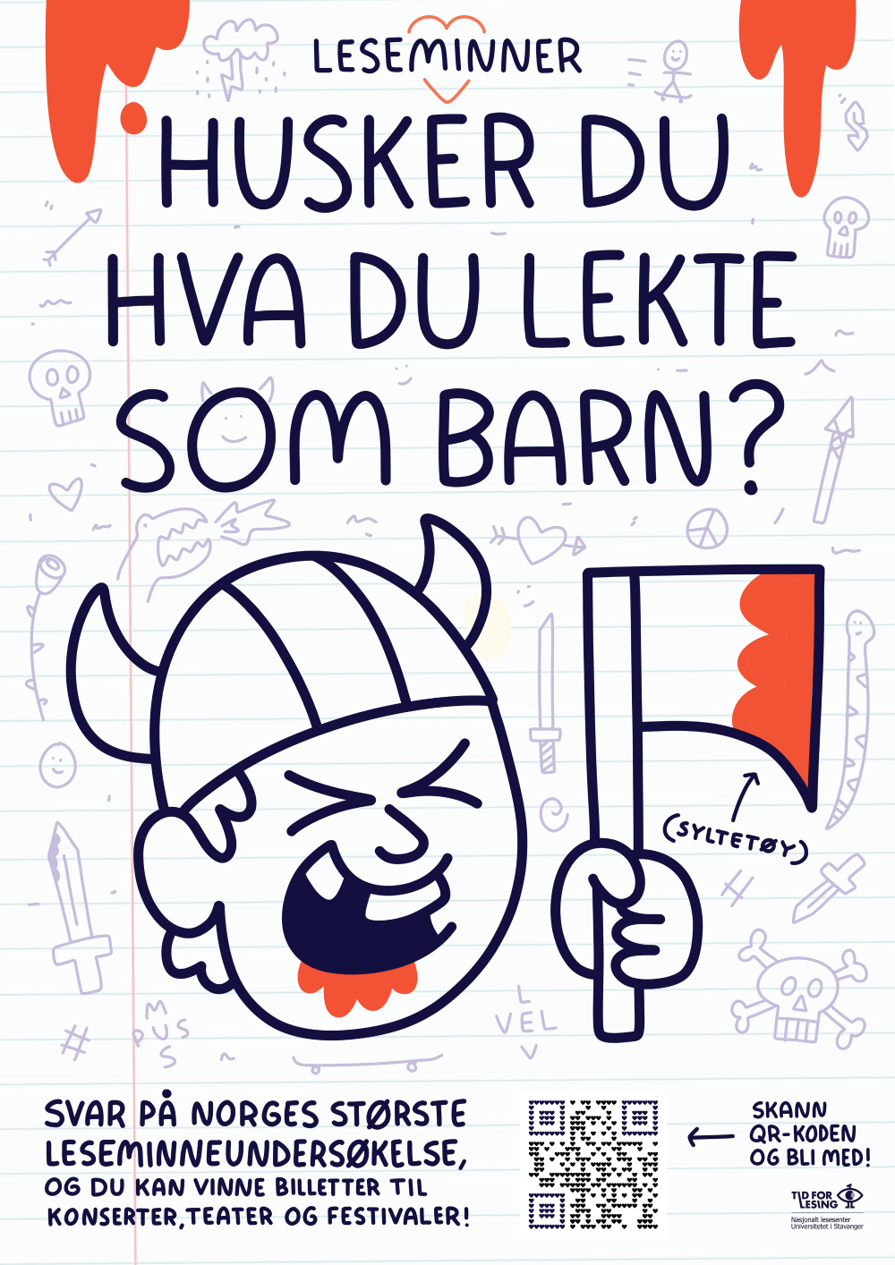 Leseminner plakat med teksten Husker du hva du lekte som barn?