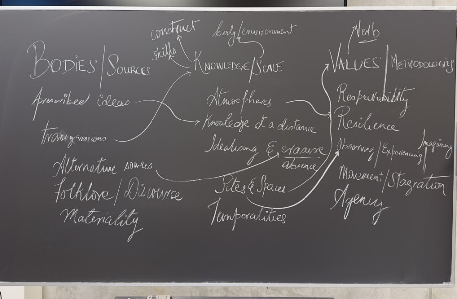 A blackboard with a variety of history terms on it